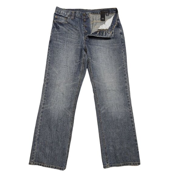 J Ferrar Mens Jeans Button Fly Wide Leg Relaxed Medium Wash Size 32x32 - Picture 4 of 7